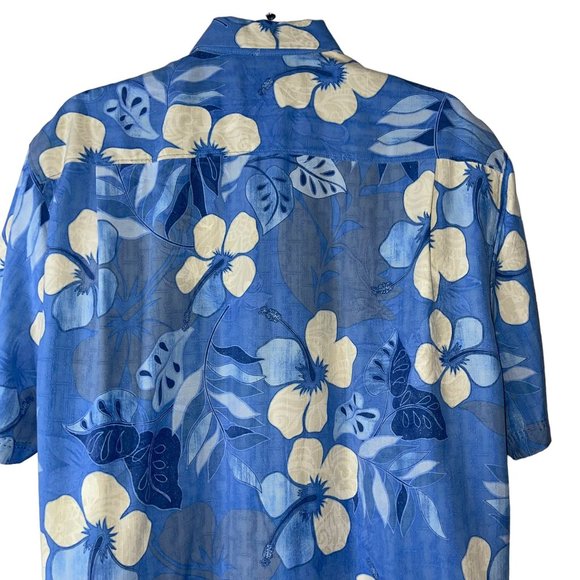 Tommy Bahama Hawaiian Button up Shirts Men's Size L Blue Floral Beach Vacation - Picture 7 of 10
